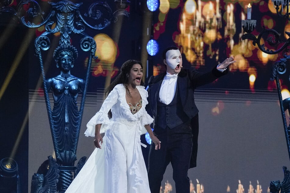Actors from the musical The Phantom of the Opera perform at the Platinum Jubilee Party at Buckingham Palace in June in honor of Queen Elizabeth II.