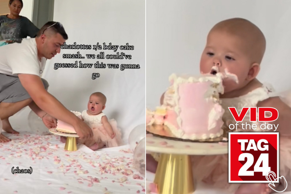 Today's Viral Video of the Day features a baby who was in shock after getting a whole piece of cake to herself!