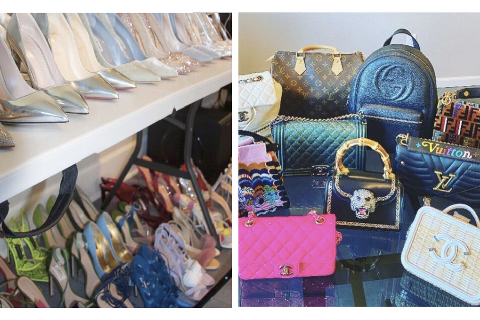 The Kardashians shared photos on Instagram of the shoes and bags they were selling on Kardashian Kloset (collage).