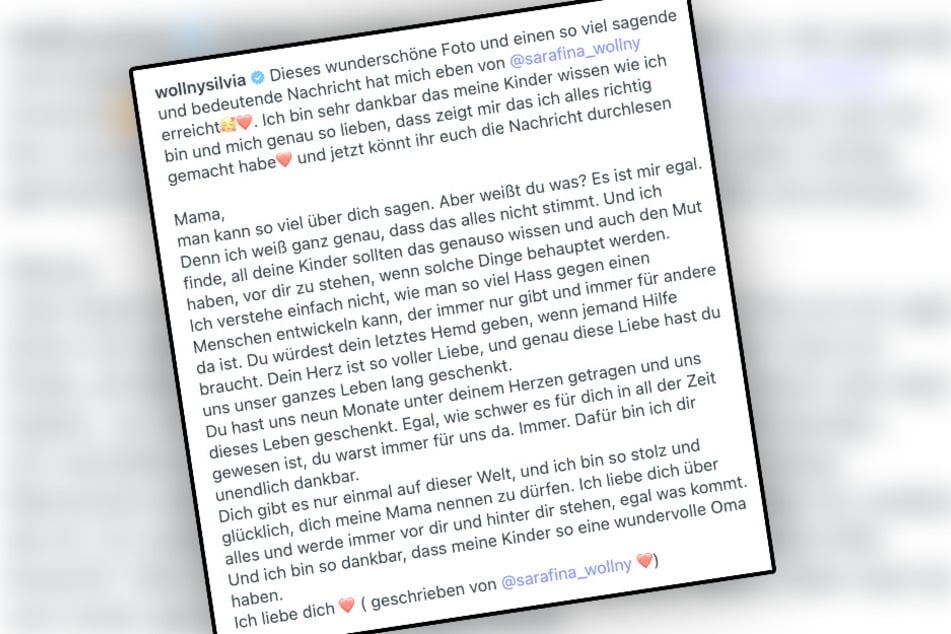 Mit diesem Statement stärkt Sarafina Wollny Mama Silvia öffentlich den Rücken.