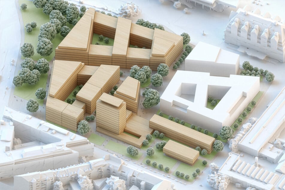 Neue Gebäude für Büros, Hotels, Gastro und kleine Apartments: So soll das Areal hinter dem Haus der Presse an der Ostra-Allee mal aussehen.