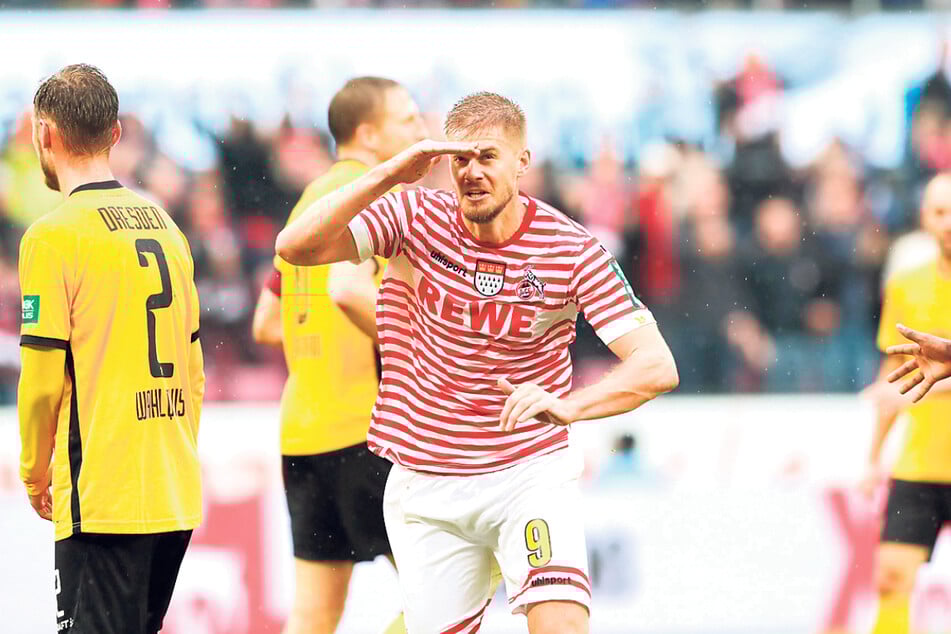 Simon Terodde beim 8:1 der Kölner vor drei Jahren gegen Dynamo. Damals traf der heute 33-Jährige dreifach.