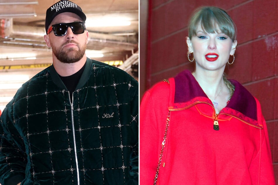 Taylor Swift (r.) and her boo Travis Kelce (l.) celebrated their first Thanksgiving together with their families!