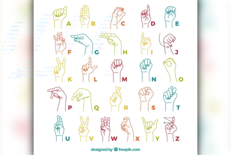 So sieht das Alphabet in Gebärdensprache aus.