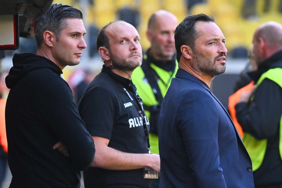 Von den drei Dynamo-Geschäftsführern ist nur noch Stephan Zimmermann (38, l.) übrig. David Fischer (41. M.) und Thomas Brendel (49) mussten inzwischen ihren Hut nehmen.