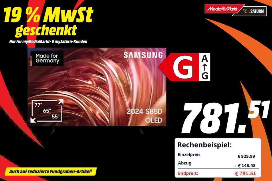 55-Zoll Samsung-Fernseher für 781,51 Euro.