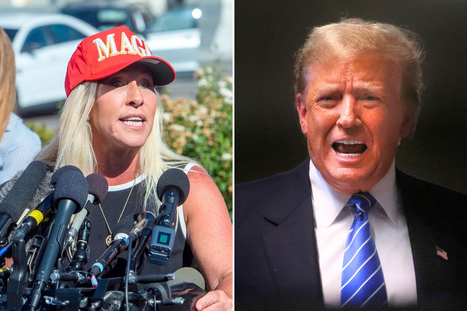Donald Trump (r.) and Marjorie Taylor Greene (l.) claim Joe Biden ordered the Justice Department to kill him during their 2022 raid of his Mar-a-Lago home.