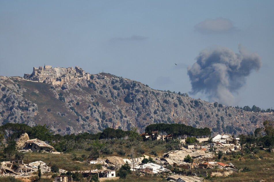 Smoke rises following Israeli bombardment in southern Lebanon close to the Beaufort Castle on June 19, 2026.