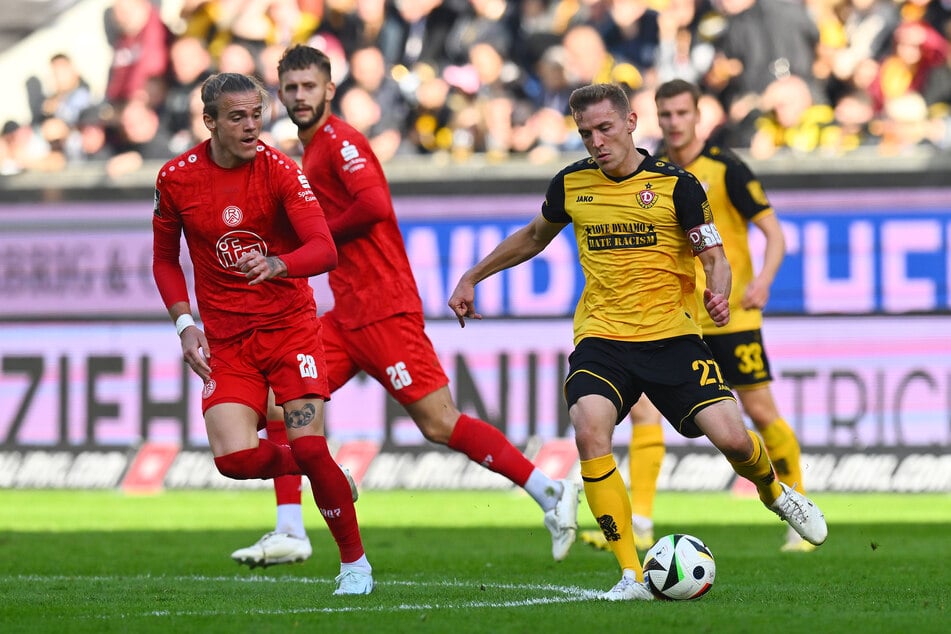 Niklas Hauptmann (r.) traf zum zwischenzeitlichen Ausgleich und gehörte zu den besten SGD-Kickern am Sonntag.