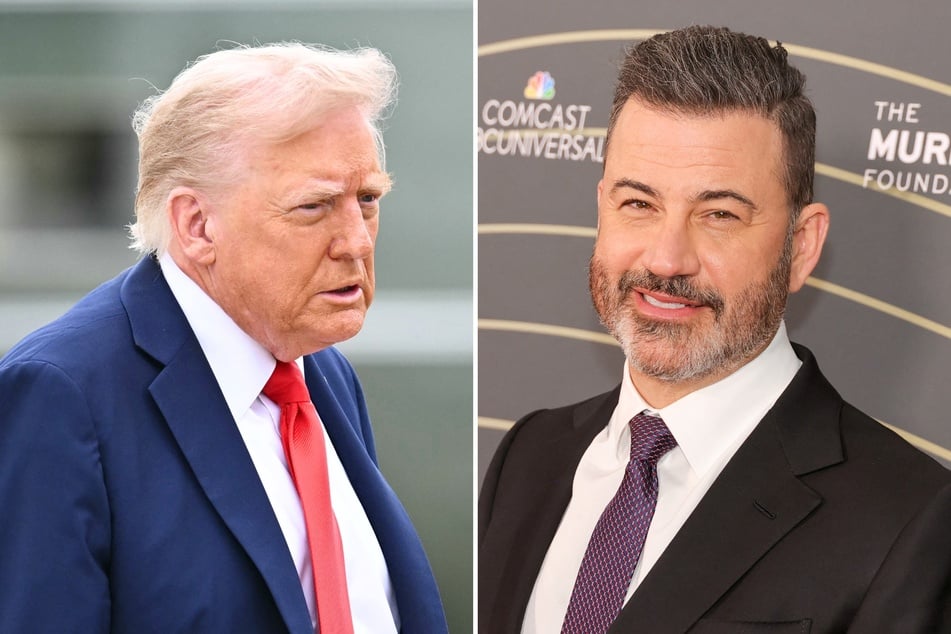On Wednesday, Jimmy Kimmel (r.) criticized Donald Trump (l.) for sharing a furious social media post about ABC reinstating his late-night show.