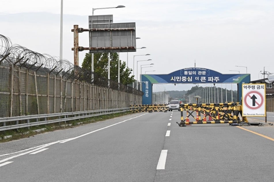 Barricades are seen at a military checkpoint on the Tongil bridge, the road leading to North Korea's Kaesong city, in the border city of Paju, South Korea.