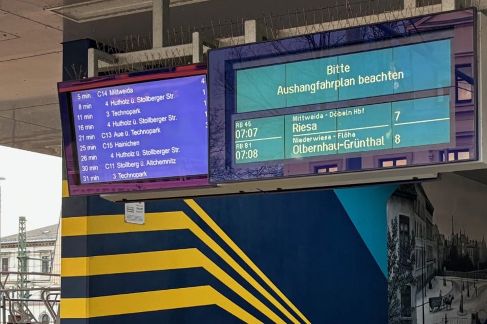 Chemnitz: Gaga-Display am Chemnitzer Bahnhof zeigt immer nur zwei Züge an