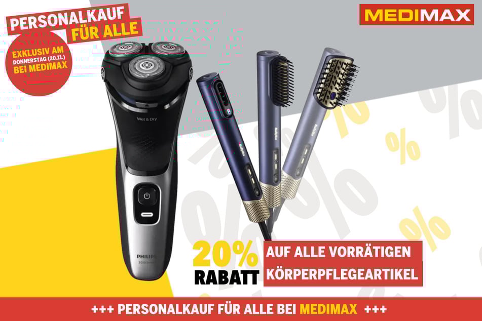 20 Prozent Nachlass auf alle Produkte aus dem Bereich Körperpflege und Gesundheit..