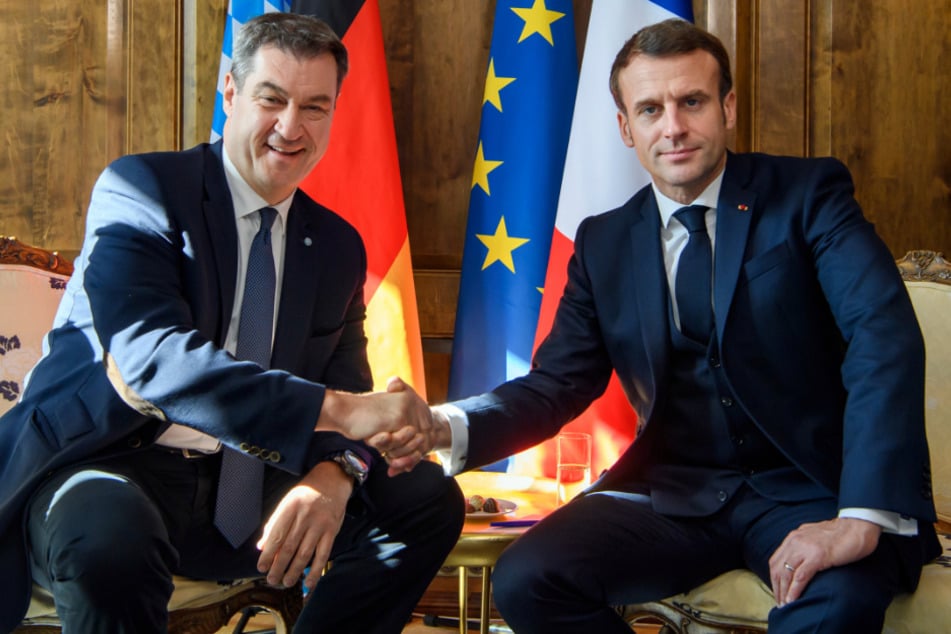 Markus Söder und Emmanuel Macron bei der 56. Münchner Sicherheitskonferenz.