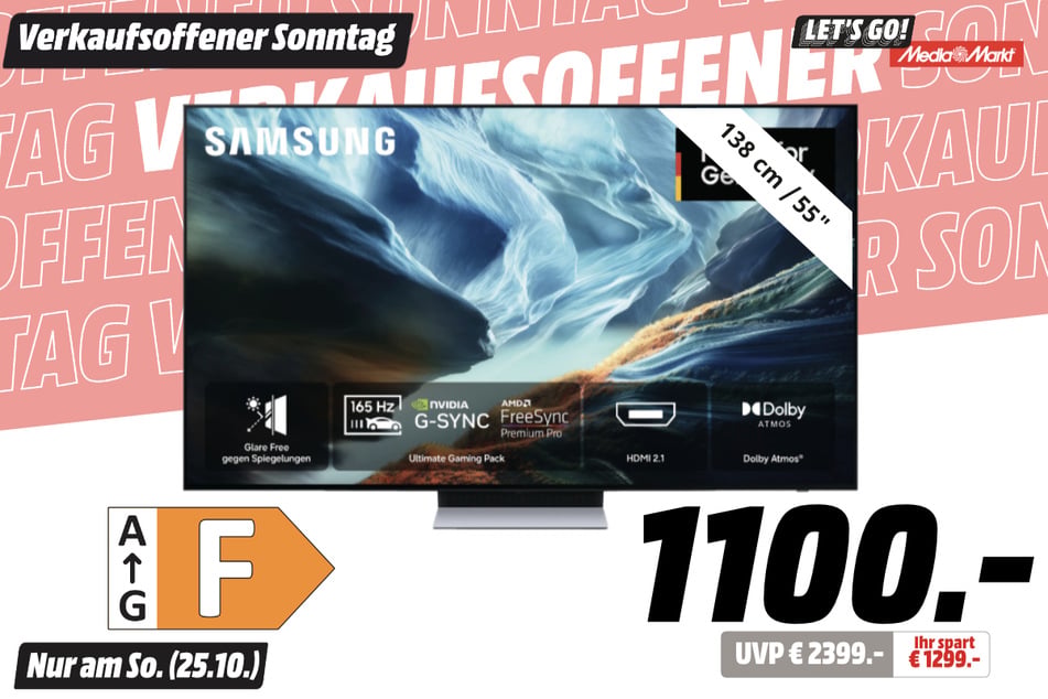 55-Zoll-Samsung-Fernseher für 1.100 statt 2.399 Euro.