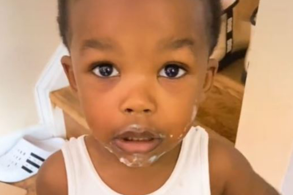 TJ is the picture of innocence – if it weren't for the frosting on his face!