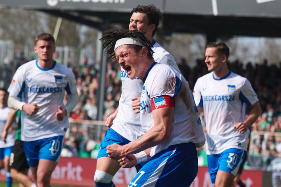 Der Jubel über Herthas Last-Minute-Sieg gegen Preußen Münster war groß.