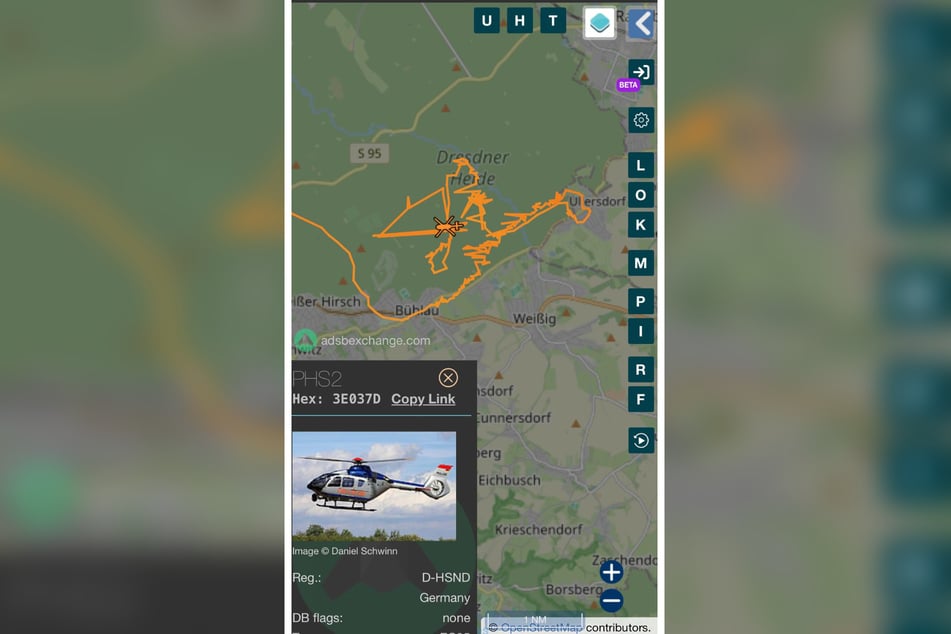 Im Zickzack suchte der Polizeihubschrauber ein großflächiges Gebiet nach dem Teenager ab.