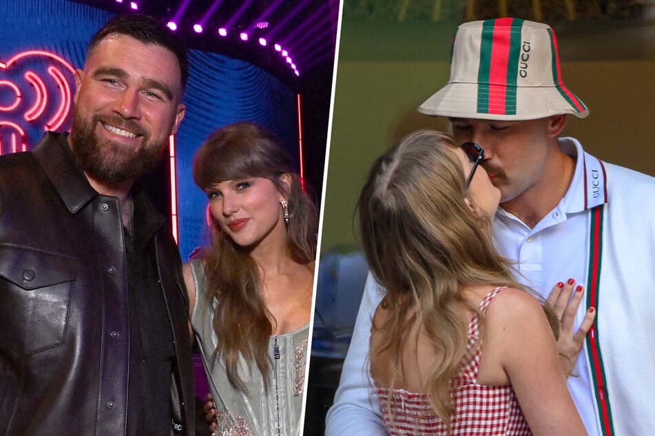 According to a celebrity wedding planner, Taylor Swift (c.) and Travis Kelce aren't tying the knot in Rhode Island this June after all.