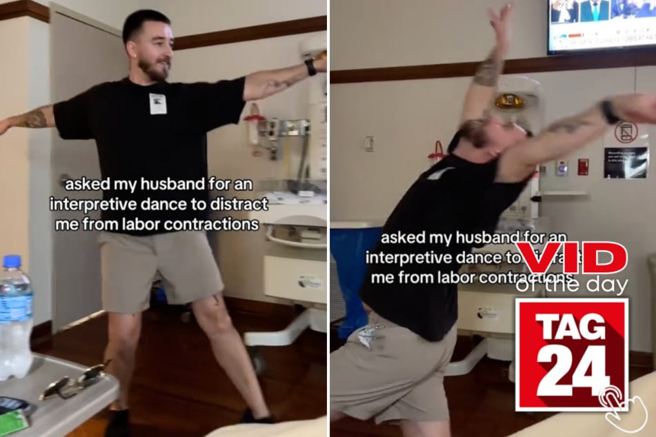 Today's Viral Video of the Day features a man who tried to help distract his wife from labor pains with an interpretive dance.