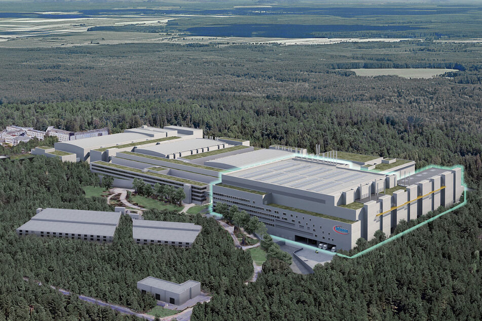 Grün eingekreist offenbart sich, wie gigantisch der Neubau von Infineon wird.