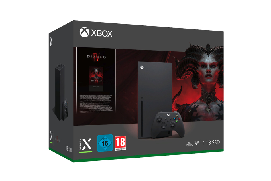 Dieses Spielekonsolen-Angebot beinhaltet eine Xbox Series X mit Diabolo vier.