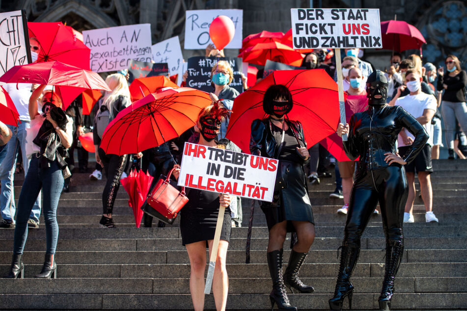 Köln, 29. Juli: Sexarbeiterinnen protestieren in der Stadt.