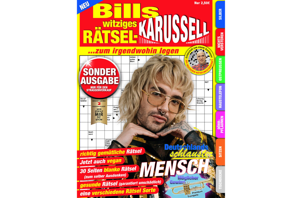 Bill Kaulitz (33) ziert folgerichtig das Cover des "Wer stiehlt mir die Show?"-Rätselheftes "Witziges Rätsel-Karussell".