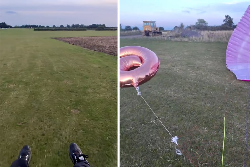 Giblin logró un aterrizaje seguro con el globo a cuestas.