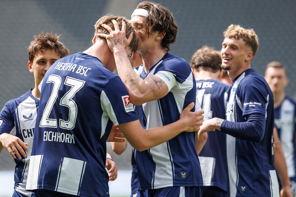 Fabian Reese (28, M.), Kennet Eichhorn (16, l.) und Michaël Cuisance (26, rechts) werden dann fehlen. Hertha hat das Trio verkauft.