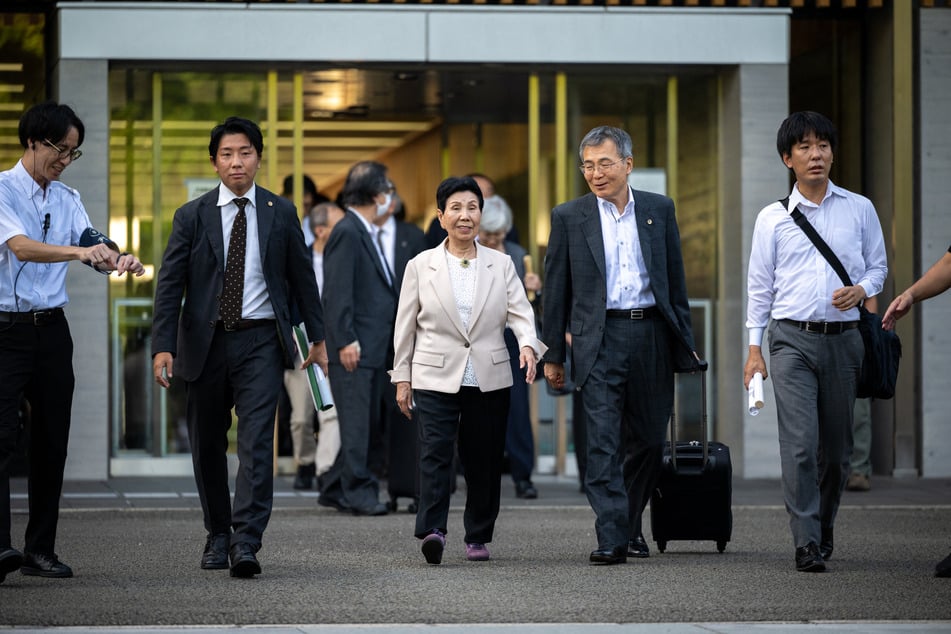 Die Schwester des zu Unrecht Verurteilten, Hideko Hakamada (91), am heutigen Donnerstag nach dem Freispruch.