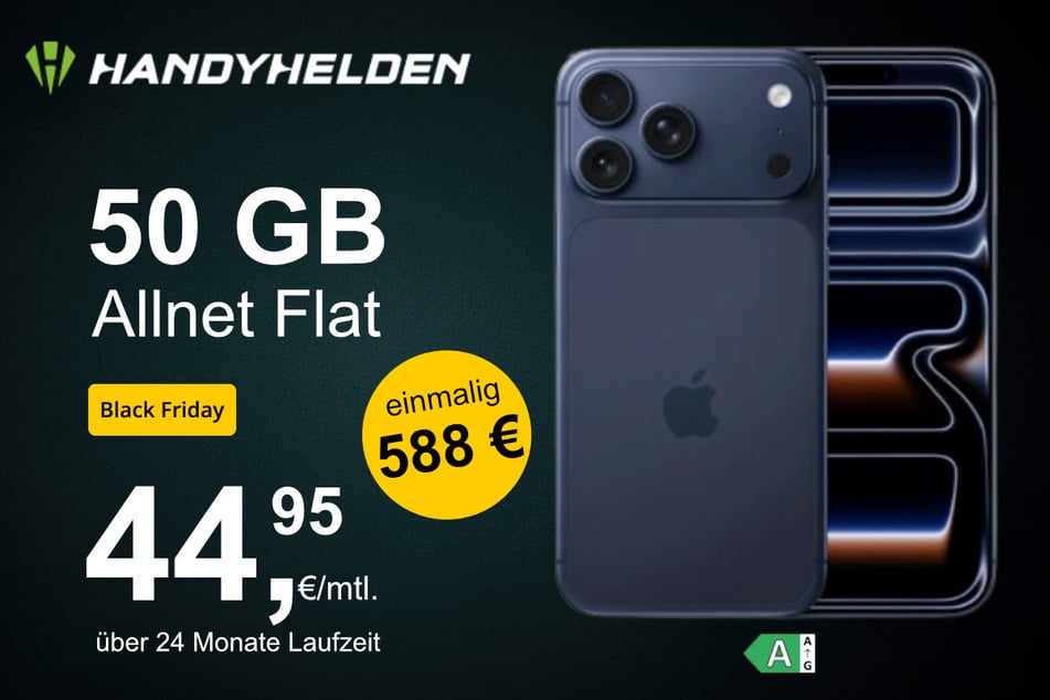 Das iPhone 17 Pro Max (256 GB) inkl. 50 GB Datenvolumen für einmalig 588 Euro.