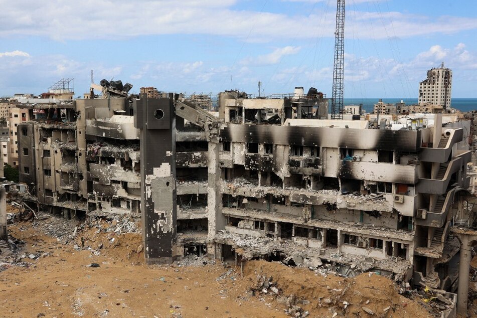 An aerial photo shows the destroyed Al-Shifa hospital in Gaza City on September 17, 2024.