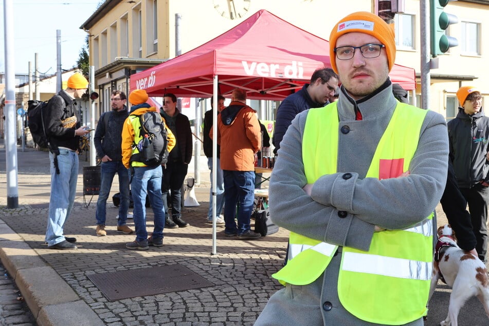 DVB-Kombi-Fahrer Kai-Oliver Schmidt (26) streikte für mehr Sicherheit in der Anstellung und für bessere Bedingungen.
