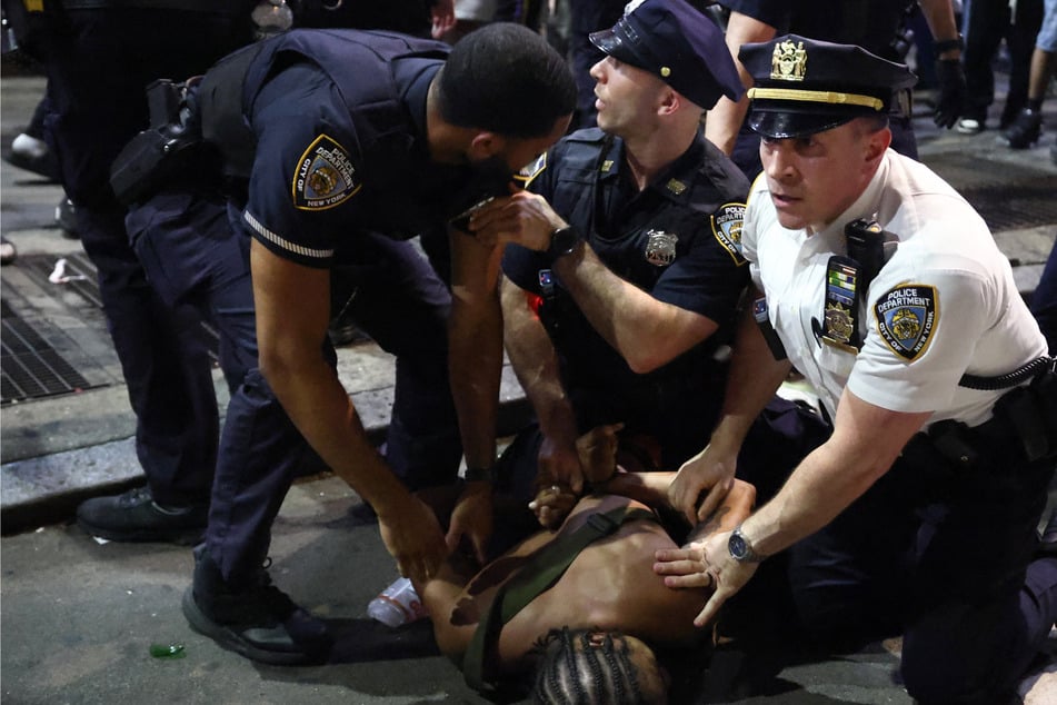 Several NBA fans were arrested as festivities outside of Game 4 in New York grew unruly.