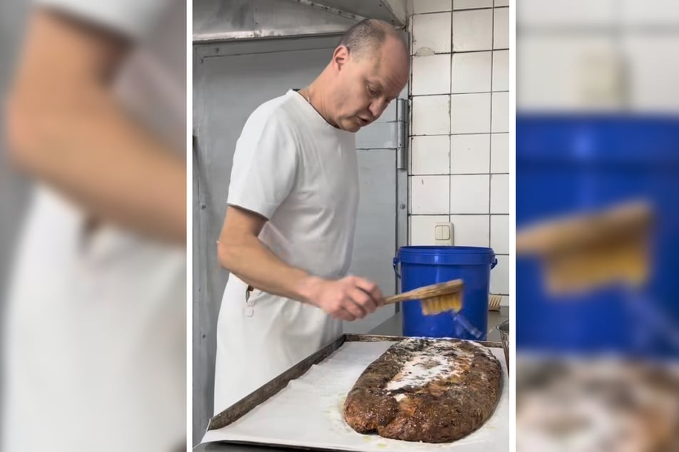 Konditormeister Thomas Neubert (54) aus Bärenstein (bei Annaberg-Buchholz) durfte einen Stollen für Papst Leo XIV. backen.