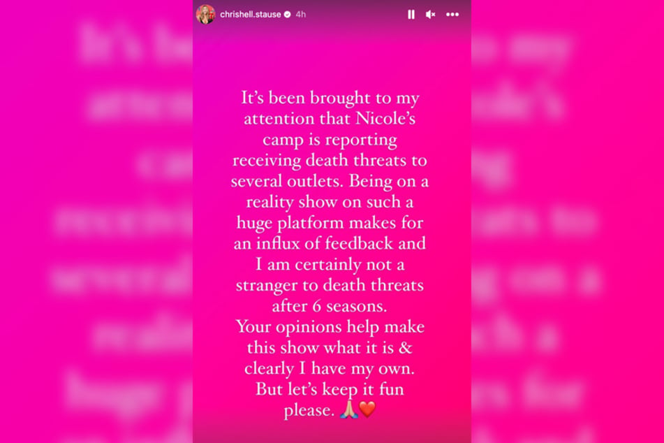 Chrishell Stause broke her silence on her Selling Sunset costar receiving death threats via her Instagram story.
