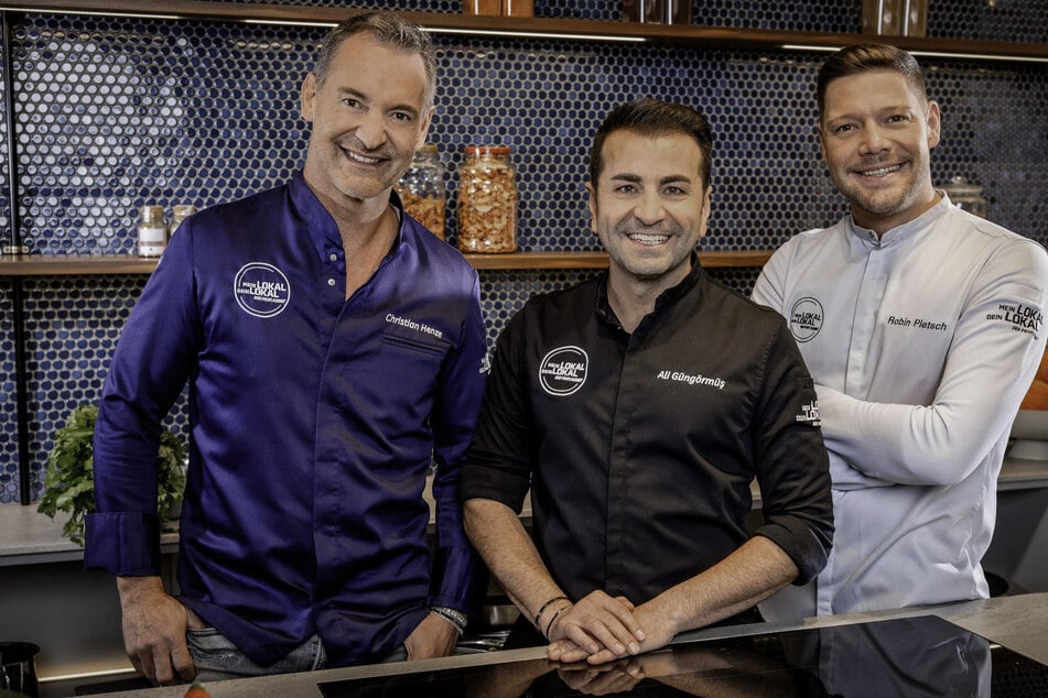 Die Profis und Moderatoren bei "Mein Lokal, Dein Lokal" (l-r): Christian Henze (56), Ali Güngörmüs (48) und Robin Pietsch (36).