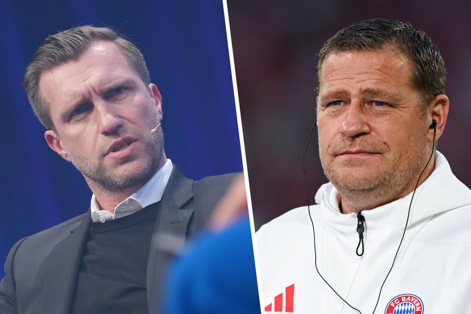 Falls Max Eberl (52, r.) seinen Job verliert, wird Markus Krösche (45) wohl eher nicht dessen Nachfolger beim FC Bayern München.