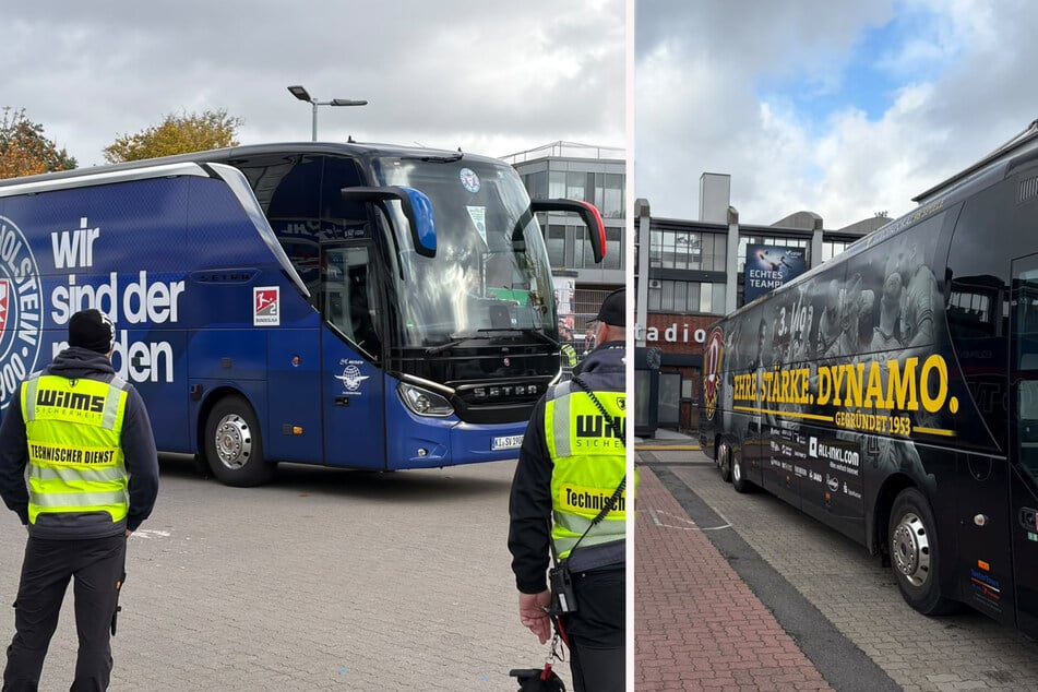 Dynamo kam fünf Minuten vor Kiel am Holstein-Stadion an.