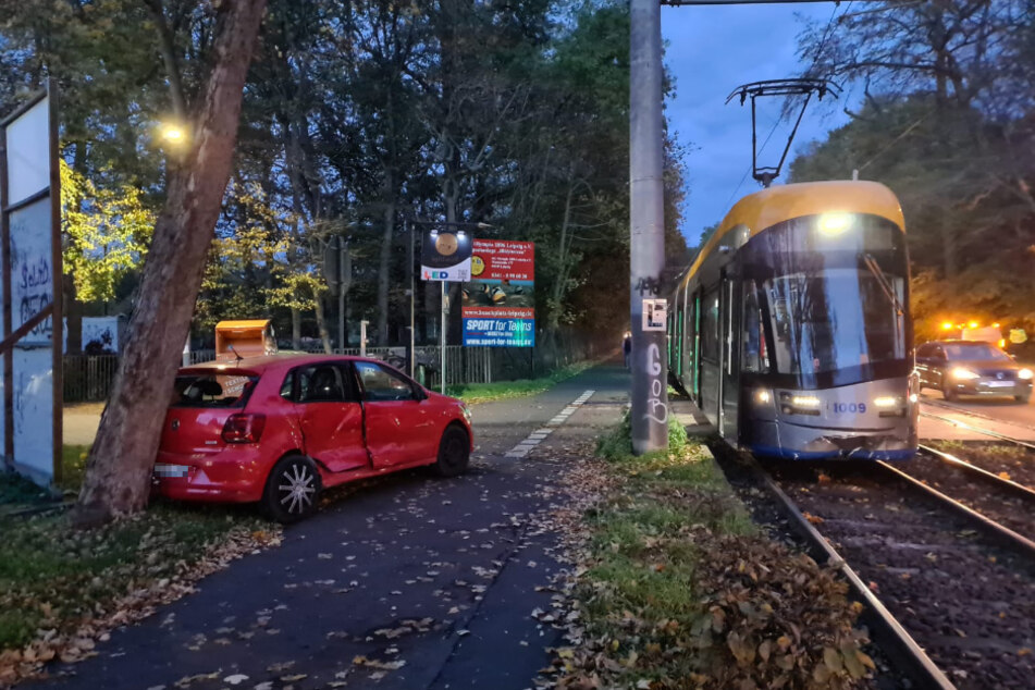 Der VW Polo wurde durch den Zusammenstoß an einen Baum geschleudert.