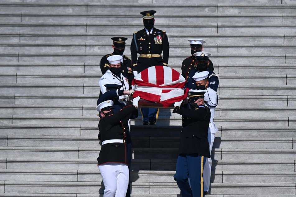 John Lewis' body departs the US Capitol in July 2020.