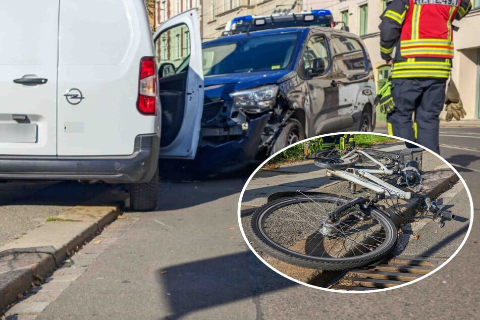 Zwei Opel und ein Fahrrad im Leipziger Norden zusammengekracht: Radlerin verletzt