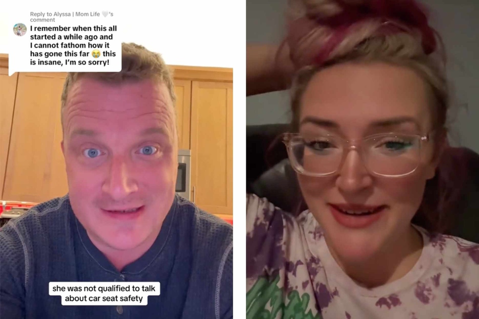 Influencer Jamie Grayson (l.) posted a TikTok warning viewers about taking car seat safety advice from non-experts like Lauren, kicking off the drama.