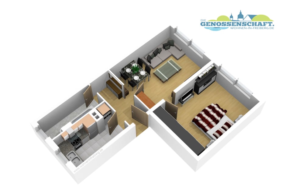 Grundriss Thomas-Mann-Straße 39: 2-Raum-Wohnung (46 qm)