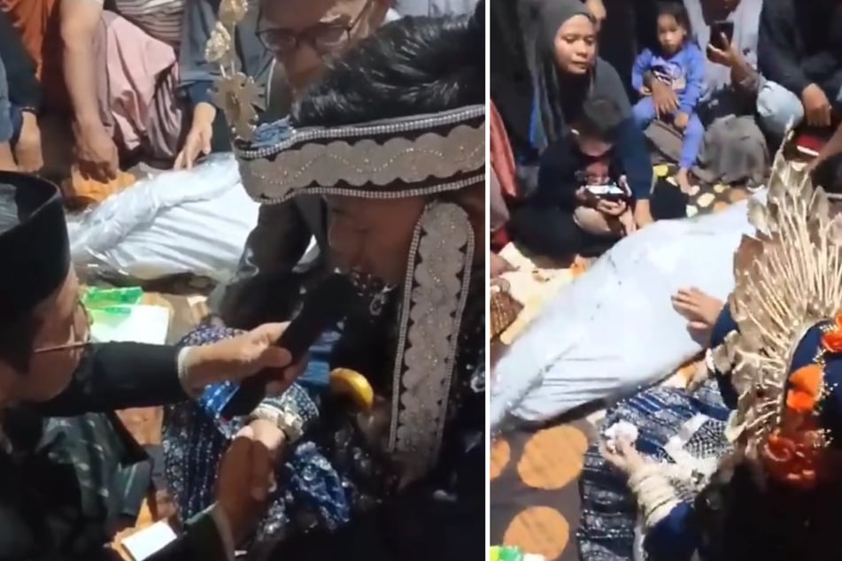 In Indonesien heiratet ein Paar im Beisein seiner Familien - darunter auch der verstorbene Vater der Braut.