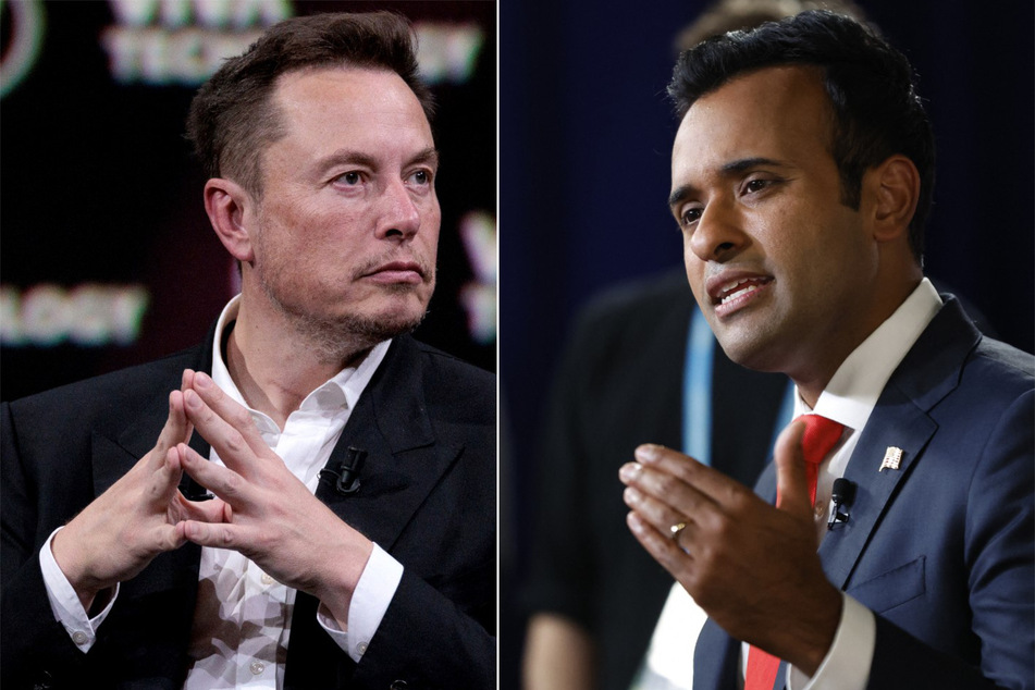 Biotech entrepreneur and GOP presidential candidate Vivek Ramaswamy (r.) has said he would like billionaire Elon Musk to serve as one of his advisors if he wins the 2024 election.