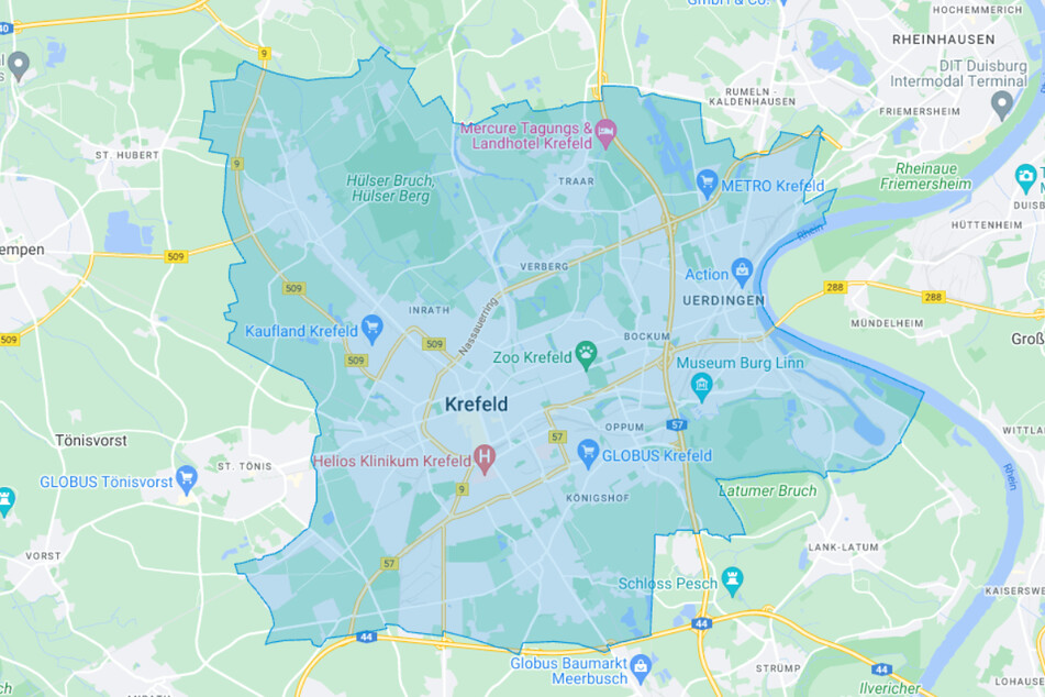 Uber Eats-Liefergebiet Krefeld
