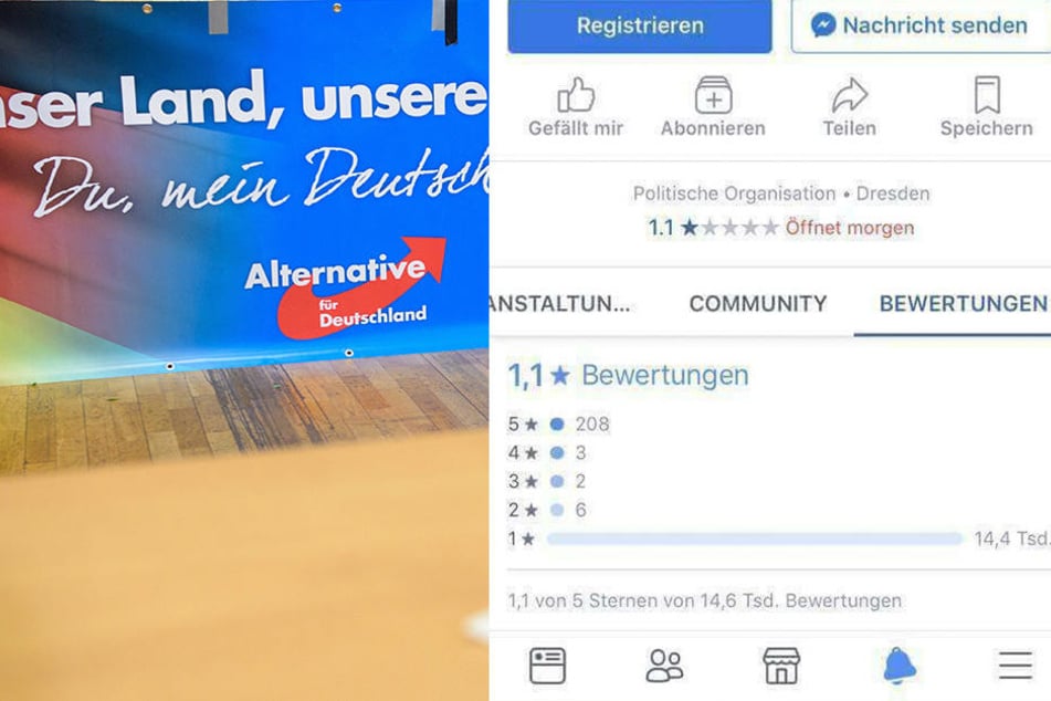 Die AfD Sachsen hat ehrliche Bewertungen bei Facebook gesammelt und dann gelöscht.