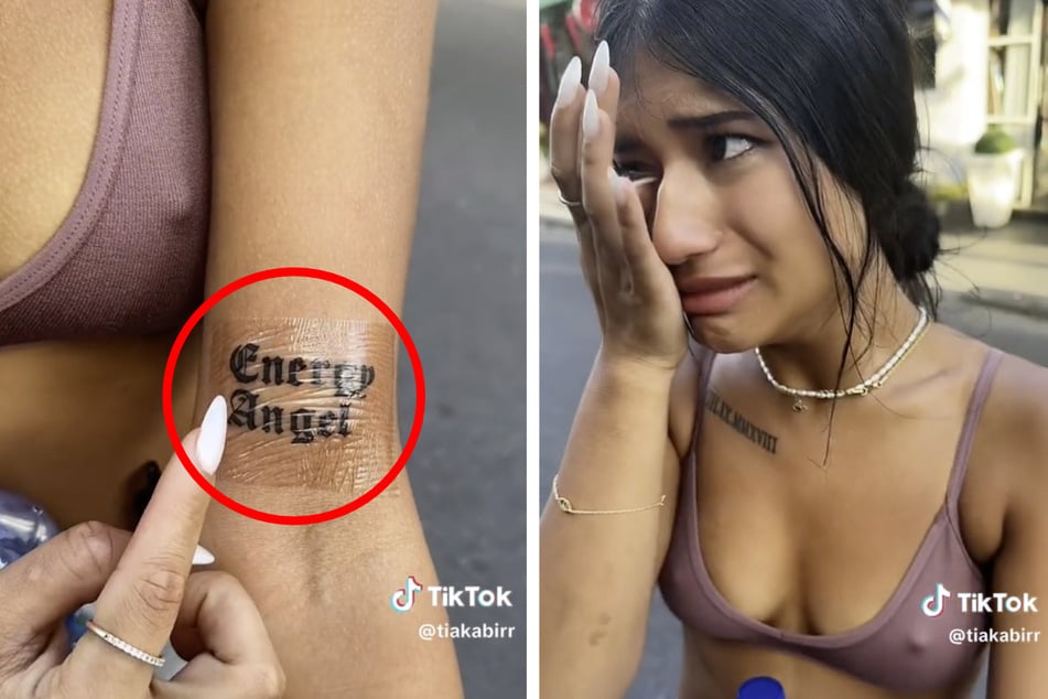 A failed tattoo left TikToker and OnlyFans model Tia Kabir in tears.